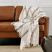 Load image into Gallery viewer, Taylor Turkish Throw Blanket - Three Stripe by Sweet Water Decor
